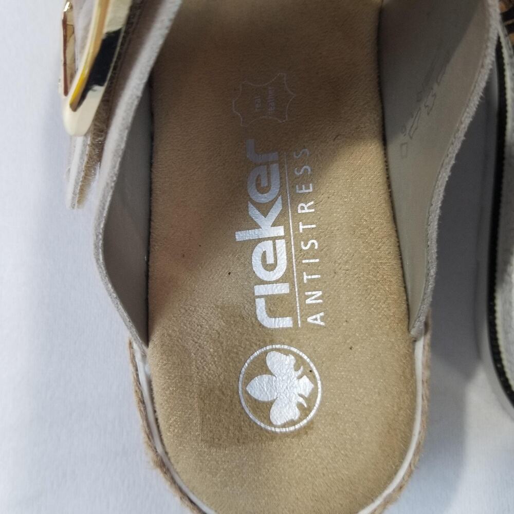 Rieker Antistress Sandals Womens 7.5 Regina V7955 Iceberg Nude Suede Platform - Picture 3 of 13